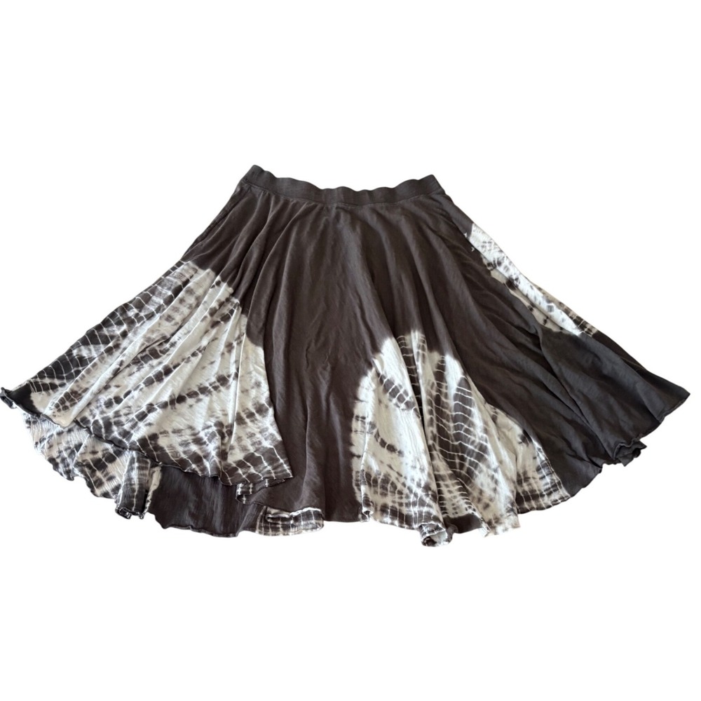 Artka Tie Dye Midi Skirt Womens Large Grey White Boho Grunge emboideref Art wear